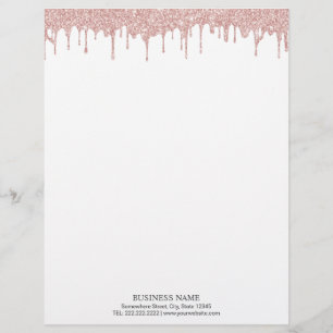 Moderne Rose Gold Glitzer Tropfen Briefbogen