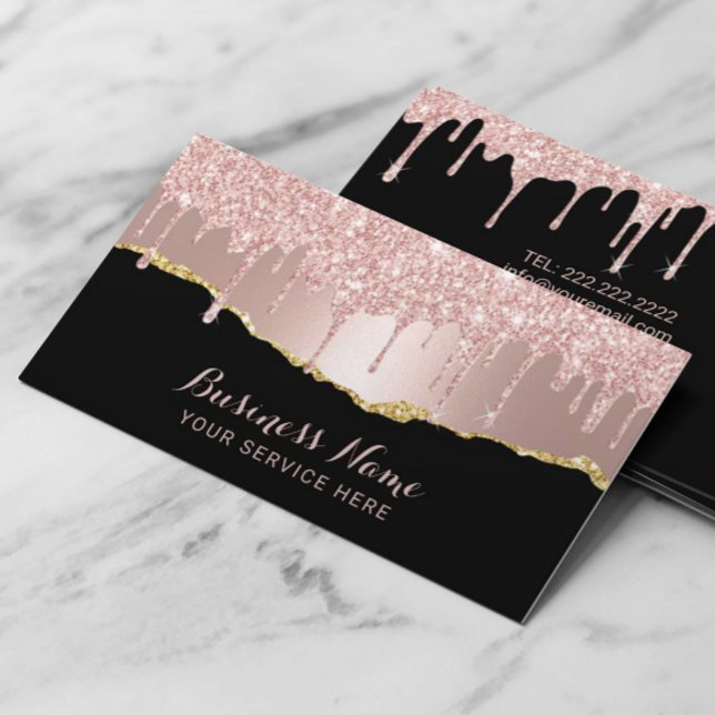 Moderne Rose Gold Glitzer Tropfen Chic Beauty Salo Visitenkarte (Von Creator hochgeladen)
