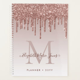 Moderne Rose Gold Glitzer Tropfen Elegantes Monogr Planer