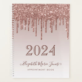 Moderne Rose Gold Glitzer Tropfen Elegantes Script Planer
