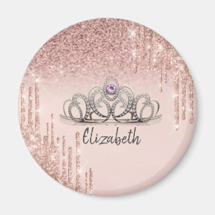 Moderne Rose Gold Glitzer Tropfen Ombre Tiara Cera Magnet