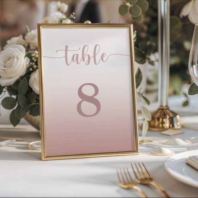 Moderne Rose Gold Gradient Wedding Tischnummer (Von Creator hochgeladen)