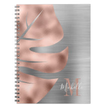 Moderne Rose Gold Grau Monogram