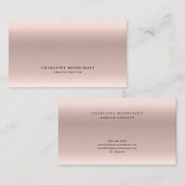 Moderne Rose Gold Hair und Makeup Artist Visitenkarte (Vorne/Hinten)
