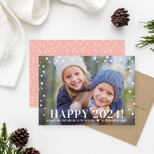 Moderne Rose Gold Happy New Year 2024 Foto Feiertagskarte