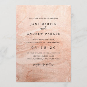 Moderne Rose Gold Hochzeit Einladung