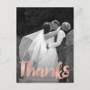 Moderne Rose Gold Hochzeit Vielen Dank Foto Postka Postkarte