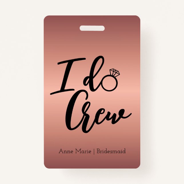 Moderne Rose Gold I Crew Bachelorette Ausweis (Vorderseite)