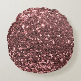 Moderne Rose Gold Imitate Glitzer Print Rundes Kissen