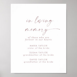 Moderne Rose Gold in Love Memory-Hochzeitsfeiern Poster