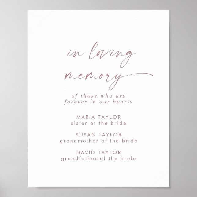 Moderne Rose Gold in Love Memory-Hochzeitsfeiern Poster (Vorne)