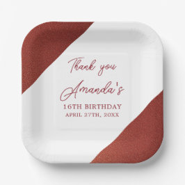 Moderne Rose Gold Kupfer Glitzer Sweet 16 Geburtst Pappteller