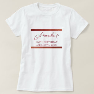 Moderne Rose Gold Kupfer Glitzer Sweet 16 Geburtst T-Shirt