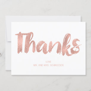 Moderne Rose Gold Liebe Hochzeit Danke-Card Dankeskarte
