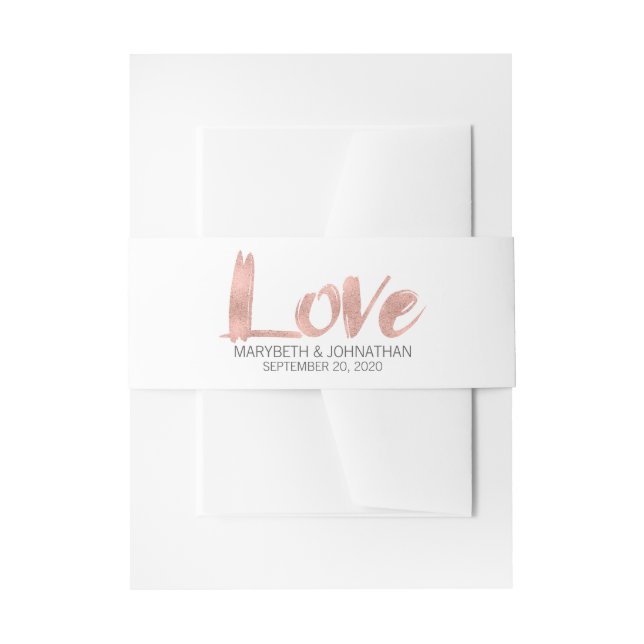 Moderne Rose Gold Liebe Hochzeitsband Einladungsbanderole (Vorderseite Beispiel)