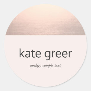 Moderne Rose Gold Light Pink Runder Aufkleber