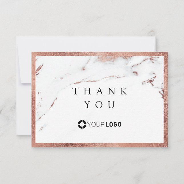 Moderne Rose Gold Marmor Luxe Business Vielen Dank Dankeskarte (Vorderseite)