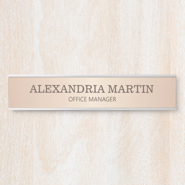Moderne Rose Gold Metallic Name Job Name Türzeiche Türschild (Vorderseite )