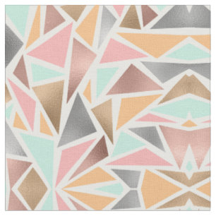 Moderne Rose Gold Minze Metallische Dreiecke Geome Stoff