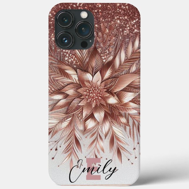 Moderne Rose Gold mit Blütenkurve12 Case-Mate iPhone Hülle (Rückseite)