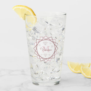 Moderne Rose Gold Monogram Geometric v2 Glas