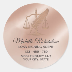 Moderne Rose Gold Notar Loan Signing Agent Benutze Runder Aufkleber