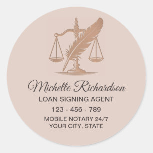 Moderne Rose Gold Notar Loan Signing Agent Benutze Runder Aufkleber