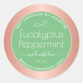 Moderne Rose Gold Packing Labels Light Green Mint Runder Aufkleber