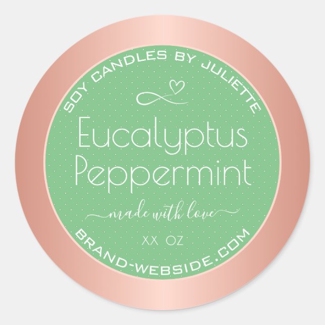 Moderne Rose Gold Packing Labels Light Green Mint Runder Aufkleber (Vorderseite)