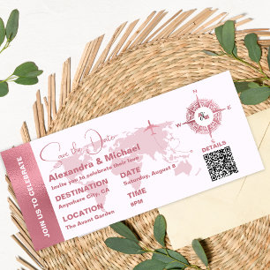 Moderne Rose Gold Pass Save the Date Einladung