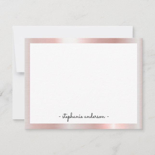 Moderne Rose Gold Personalisiert Stationierung Mitteilungskarte (Vorderseite)