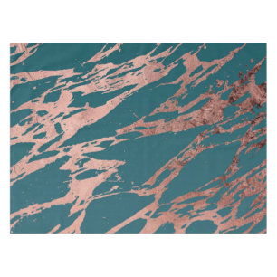 Moderne Rose Gold Pfau Aquamarin Marmor Tischdecke