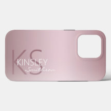 Moderne Rose Gold Pink Personalisiert Monogram