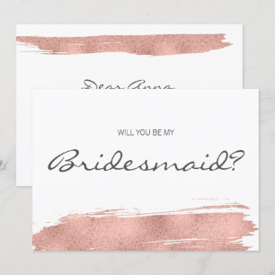 Moderne Rose Gold Pinselstrich ist meine Bridmaid  Einladung