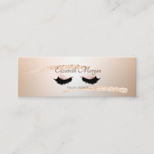 Moderne Rose Gold Pinselstriche, Imitate Lashes Mini Visitenkarte (Vorderseite)