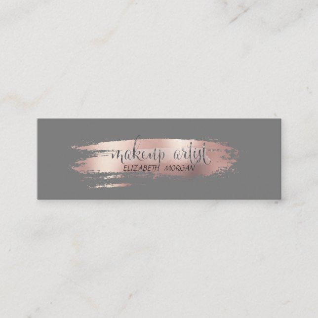Moderne Rose Gold Pinselstriche, Makeup Artist Mini Visitenkarte (Vorderseite)