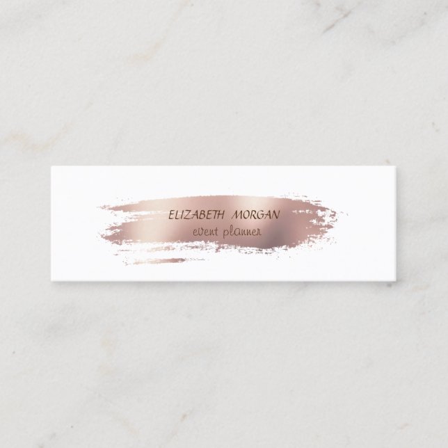 Moderne Rose Gold Pinselstriche, weiß Mini Visitenkarte (Vorderseite)
