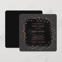 Moderne Rose Gold Punkte auf schwarz | Brautparty