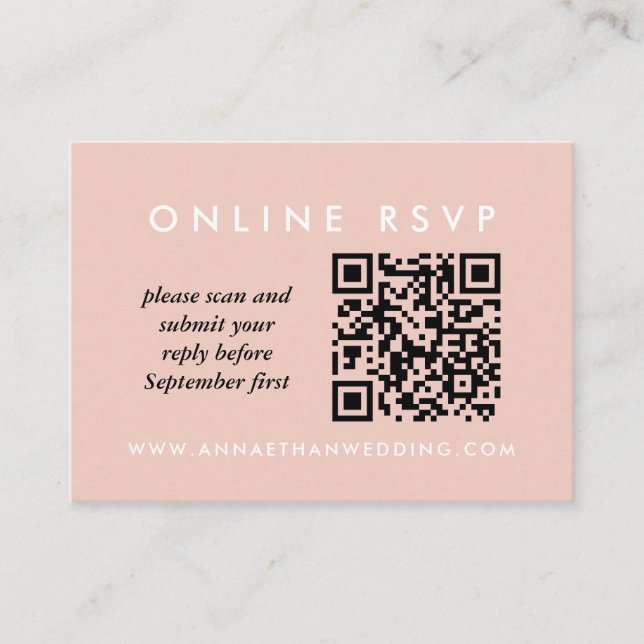 Moderne Rose Gold Rings Hochzeiten Online QR Code  Begleitkarte (Vorderseite)