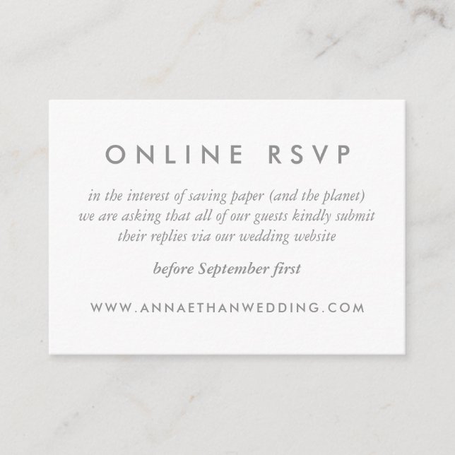 Moderne Rose Gold Rings Wedeln Online RSVP Card Begleitkarte (Vorderseite)
