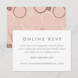 Moderne Rose Gold Rings Wedeln Online RSVP Card Karte