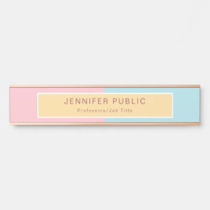 Moderne Rose Gold Rosa Gelbe Blaue Vorlage Elegant Türschild