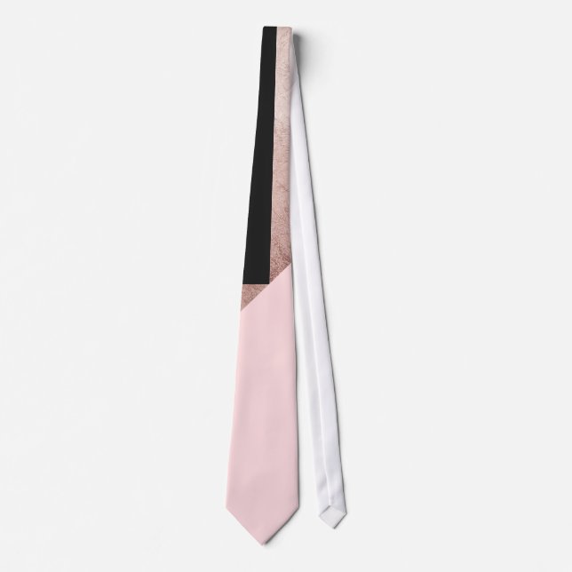 Moderne Rose Gold Schwarz Rosa Geometrie Krawatte (Vorderseite)