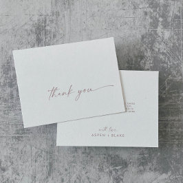 Moderne Rose Gold Script Dankeschön Karte