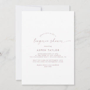 Moderne Rose Gold Script Fingerie Dusche Einladung