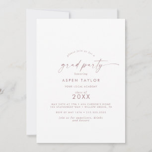 Moderne Rose Gold Script Grad Party Einladung