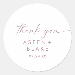 Moderne Rose Gold Script Vielen Dank Gastgeschenk  Runder Aufkleber