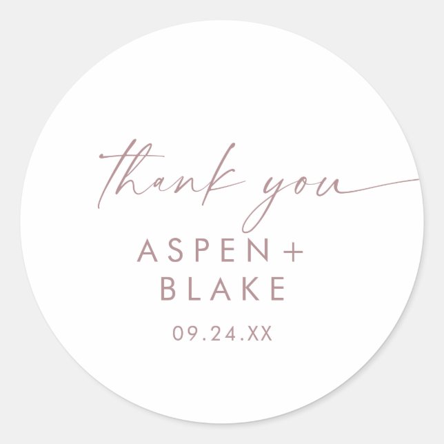 Moderne Rose Gold Script Vielen Dank Gastgeschenk  Runder Aufkleber (Vorderseite)