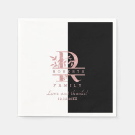 Moderne Rose Gold Split Custom Monogram R Serviette