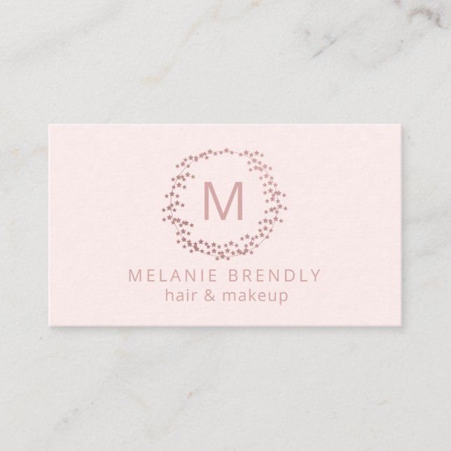 Moderne Rose Gold Stars Rosa Visitenkarte (Vorderseite)